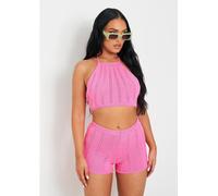 Missy Empire Detail Knit Halter Neck Top Rose 12 (M) Female