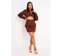 Missy Empire Detail Mini Fitted Shirt Dress Chocolat 12 (M) Female