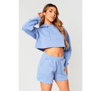 Missy Empire Embossed Cropped Hoodie Bleu 16 (XL) Female