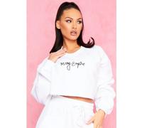 Missy Empire Empire Branded Slogan Cropped Sweater Blanc 14 (L) Female