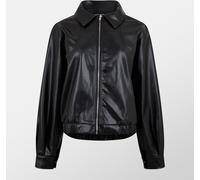 Missy Empire Faux Leather Bomber Jacket Womens Noir 8 (XS) Female