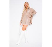 Missy Empire Faux Leather Pocket Shirt Taupe 4 (3XS) Female