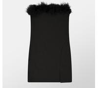 Missy Empire Feather Trim Strapless Mini Dress Noir 8 (XS) Female