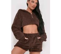 Missy Empire Fluffy Teddy Drawstring Shorts Chocolat 4 (3XS) Female