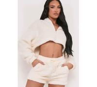 Missy Empire Fluffy Teddy Drawstring Shorts Crème 10 (S) Female