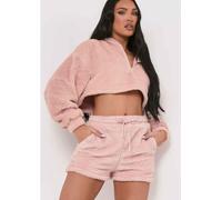 Missy Empire Fluffy Teddy Drawstring Shorts Rose 8 (XS) Female