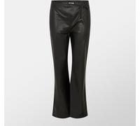 Missy Empire Fold Over Faux Leather Flare Trousers Womens Noir 8 (XS) Female