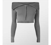 Missy Empire Folded Zip Through Top Gris M Female