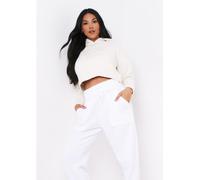 Missy Empire Front Cropped Hoodie Crème 4 (3XS) Female