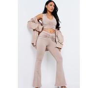 Missy Empire Front Flared Trousers Taupe 10 (S) Female