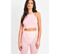 Missy Empire Halter Neck Ruched Top Rose 10 (S) Female