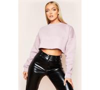 Missy Empire Hem Crew Neck Cropped Sweater Violet 14 (L) Female