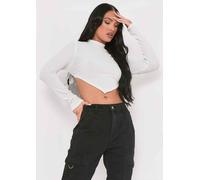 Missy Empire High Neck Tie Back Crop Top Blanc 14 (L) Female