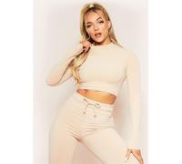 Missy Empire High Neck Tie Back Long Sleeve Crop Top Nu 4 (3XS) Female