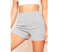 Missy Empire High Waisted Ribbed Knitted Casual Shorts Gris 8 (XS) Female