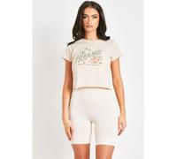 Missy Empire Hula Hut Cropped Graphic T-Shirt Sable 8 (XS) Female