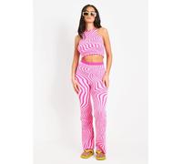 Missy Empire Jacquard Knit Flared Trousers Rose 6 (2XS) Female