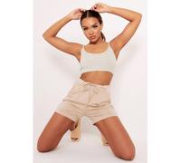 Missy Empire Jersey Casual Shorts Beige S/M Female