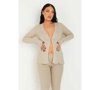 Missy Empire Knit Button Up Cardigan Porridge (or Flocons d'avoine) 8 (XS) Female