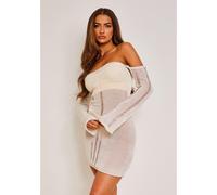 Missy Empire Knit Off The Shoulder Mini Dress Crème 12 (M) Female