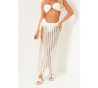 Missy Empire Knit Slit Detail Maxi Skirt Crème 12 (M) Female