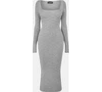 Missy Empire Knit Square Neck Midi Dress Womens Gris 12 (M) Female