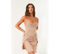 Missy Empire Knitted Cowl Dress With Wrap Over Skirt Sable 12 (M) Female