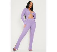 Missy Empire Knitted Side Split Trouser Violet 6 (2XS) Female