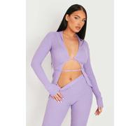 Missy Empire Knitted Tie Cardigan Violet 10 (S) Female
