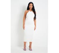 Missy Empire Layer Slinky Tie Back Midi Dress Crème 12 (M) Female
