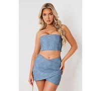 Missy Empire Leather Corset Top Bleu 6 (2XS) Female