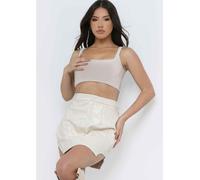 Missy Empire Leather Curved Hem Cut-Out Mini Skirt Pierre 12 (M) Female