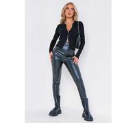 Missy Empire Leather Pu Seamed Trousers Noir 4 (3XS) Female