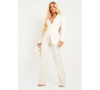 Missy Empire Leg Woven Trouser Blanc 8 (XS) Female