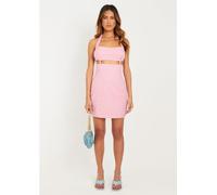 Missy Empire Linen Halter Neck Cut Out Mini Dress Rose 14 (L) Female