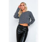 Missy Empire Long Sleeve Knitted Cardigan Gris M Female