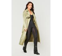 Missy Empire Long Sleeve Long Trench Coat Olive (there is no difference between en-GB and fr-FR for this word) 8 (XS) Female