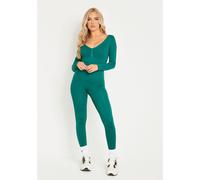 Missy Empire Long Sleeve Plunge Jumpsuit Vert 14 (L) Female