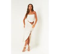 Missy Empire Look Ruched Side Midi Skirt Pierre 8 (XS) Female
