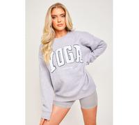 Missy Empire Marl Borg Oversized Yoga Sweatshirt Womens Gris clair 8 (XS) Female