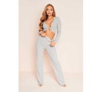 Missy Empire & Match Ribbed Twist Front Crop Top Gris 16 (XL) Female
