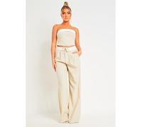 Missy Empire Me Fold Over Bandeau Top Womens Beige 12 (M) Female