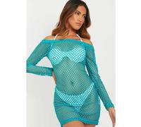 Missy Empire Mesh Mini Long Sleeve Beach Dress Bleu 8 (XS) Female