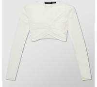 Missy Empire Mesh Sleeve Slinky Top Womens Blanc 12 (M) Female