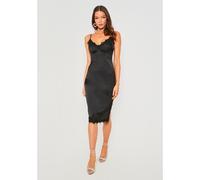 Missy Empire Midi Dress With Lace Split Noir 8 (XS) Female