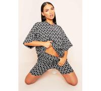 Missy Empire Missy Print Branded Oversized T-Shirt Noir 6 (2XS) Female