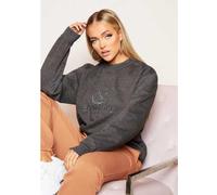 Missy Empire Moritz Slogan Oversized Sweatshirt Charbon de bois 6 (2XS) Female