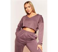 Missy Empire Neck Seam Detail Cropped Hoodie Moka 8 (XS) Female