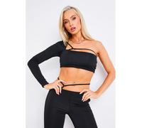 Missy Empire One Shoulder Crop Top Noir 8 (XS) Female