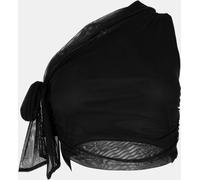 Missy Empire One Shoulder Tie Detail Mesh Crop Top Noir 12 (M) Female
